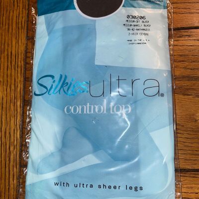 SILKIES ULTRA CONTROL TOP SHEER TIGHTS - OFF BLACK MEDIUM (38-42) 030206 - New